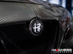 Alfa Romeo Emblems + Badges + Wheel Caps Kit - Black - "Alfa Romeo" + "Sportiva" Emblems + 2 AR Badges + 4 Center Caps